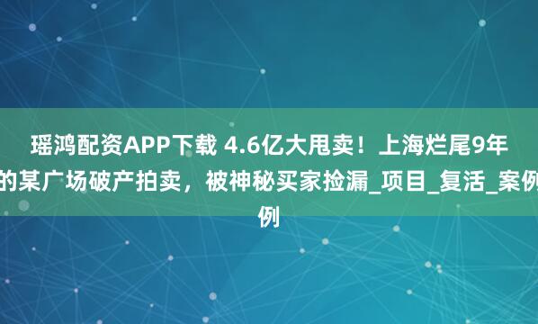 瑶鸿配资APP下载 4.6亿大甩卖!上海烂尾9年的某广场破产拍卖,被神秘买家捡漏_项目_复活_案例